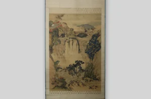 中国楼閣山水図掛軸